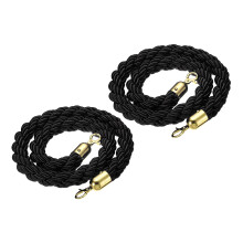 PATIKIL Stanchion Rope, 2 Pack 1.2m/3.9Ft Barrier Rope Twisted Post Ropes for Posts Stands Queue Divider Crowd Control of Hotel, Black Golden