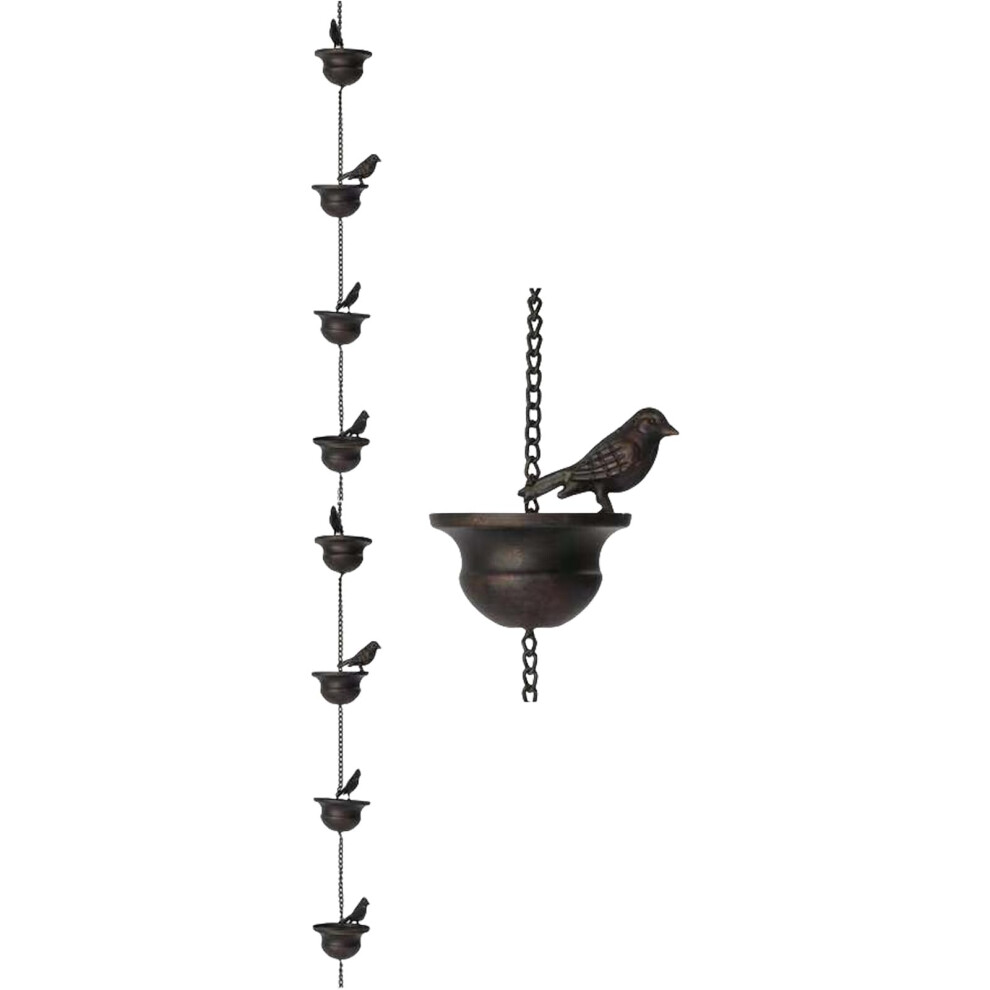 Iron Rain Chain For Gutters Hummingbird Shape Cup Design Eight Birds Outdoor Water Drainage Modern Rain Chain 9412369193278