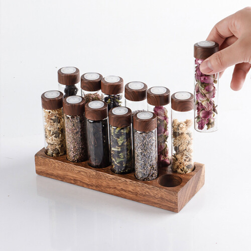 Wood Coffee Storage Container Gas Release Valves Rustproof Glass 2