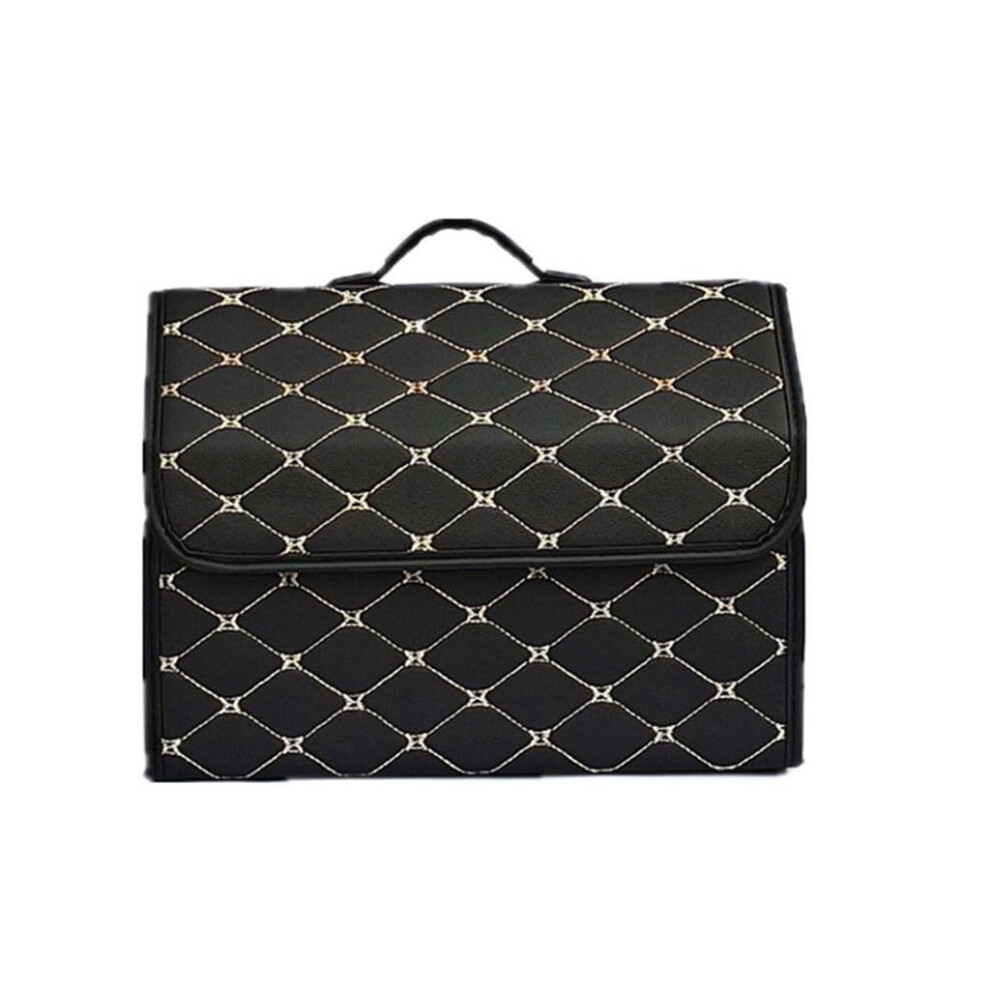 Car Boot Organiser For Bmw 6 Series 4Door 20112016, Leather Organiser, Trunk Foldable Waterproof Storage, Black/Beige 9189345061684