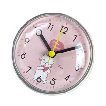 Mini horloge ronde de salle de bain avec base-agneau rose