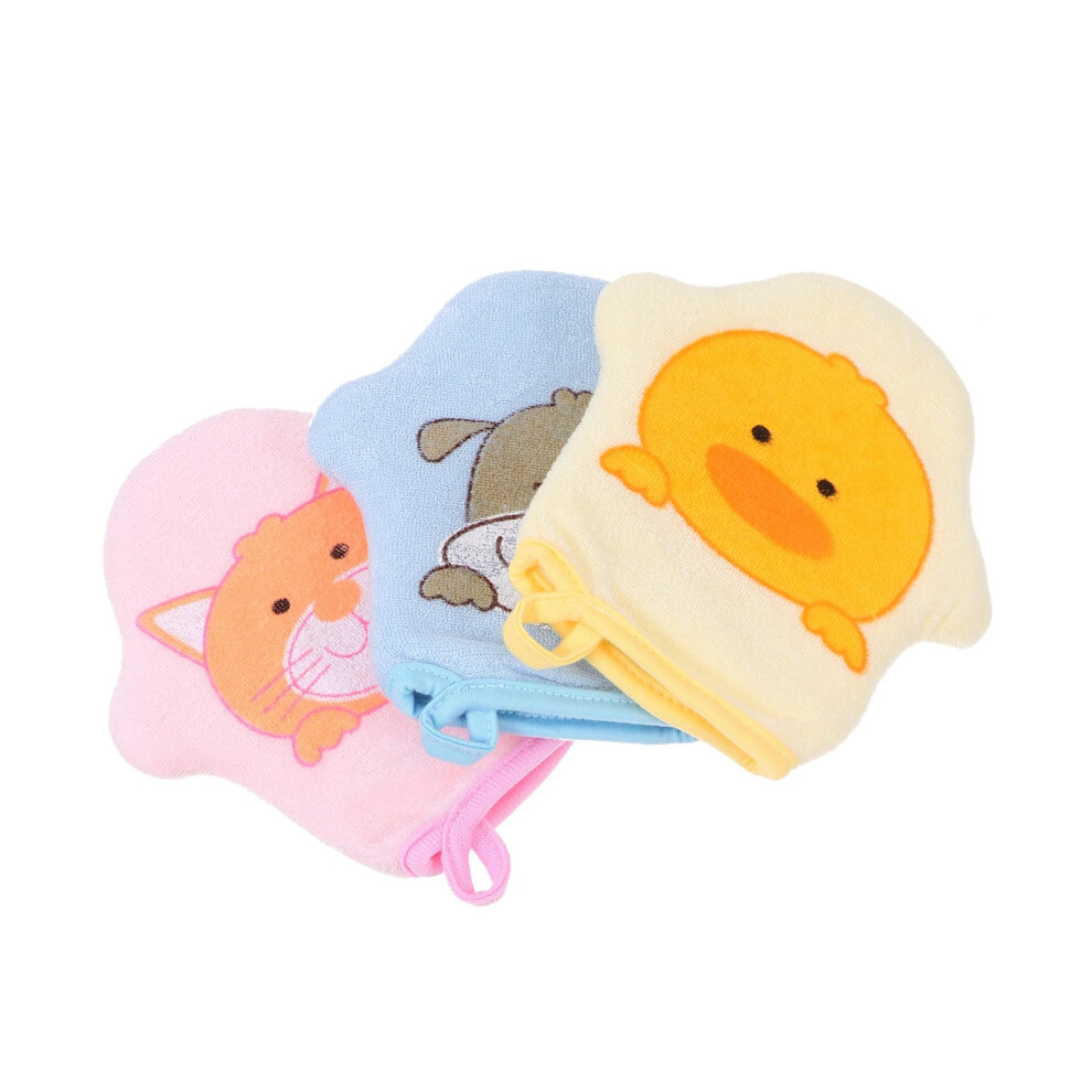 3pcs Cartoon Bath Shower Gloves Gentle Exfoliating Bath Mitts Soft Scrubber for Kids and Adults