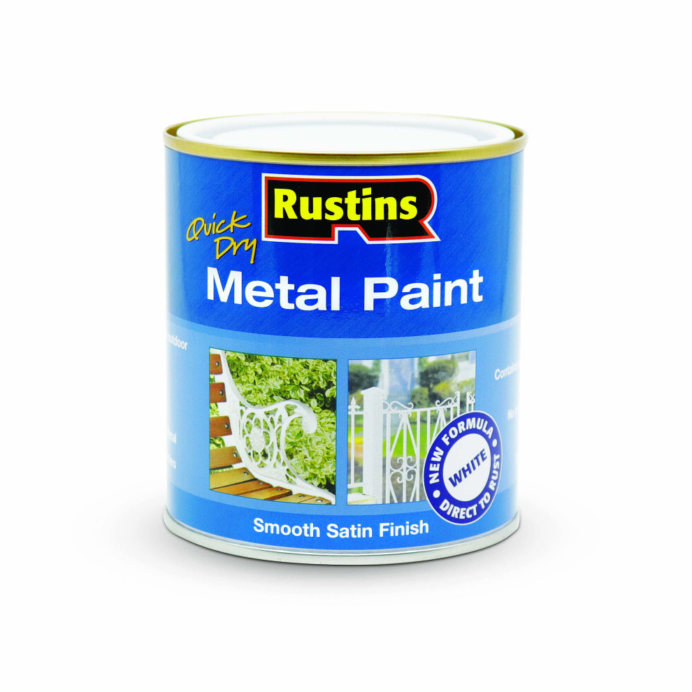 Rustins MPWH500 Metal Paint Smooth Satin White 500ml