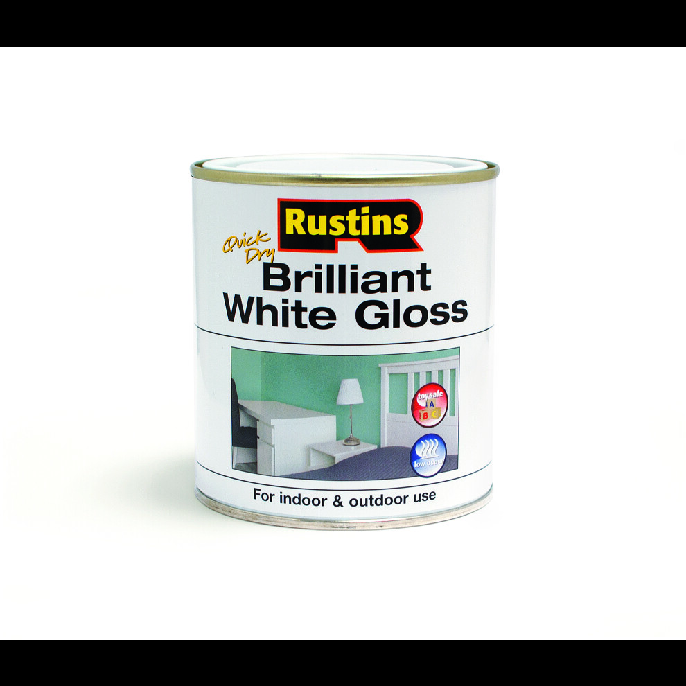 Rustins Gloss Paint Water Based White 1 Litre