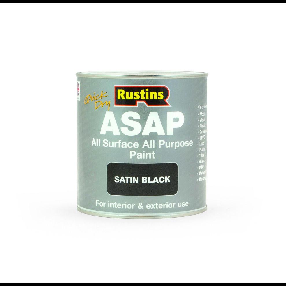 Rustins ASAPBL1000 ASAP Paint Black 1 Litre