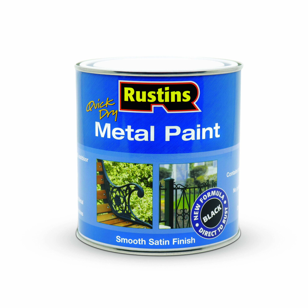 Rustins MPBK1000 Metal Paint Smooth Satin Black 1 Litre