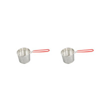Stainless Steel Deep Fry Basket Pack Of 2 13.5 Cm Open Diameter, Silver, Portable For Picnics And Camping