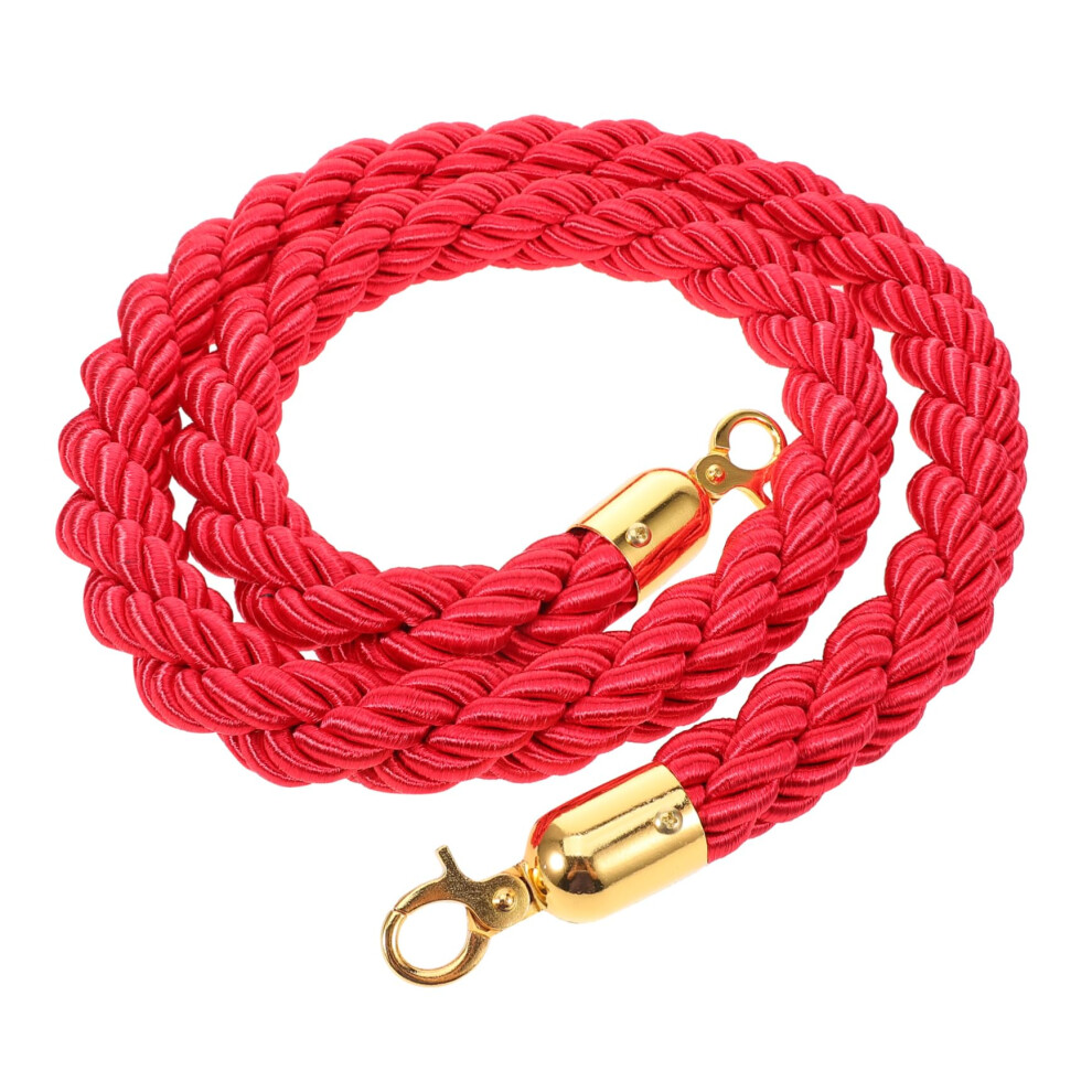 Practical Barrier Rope For Posts Made Of Red Rattan With Hook For Queue Division 9365049960816