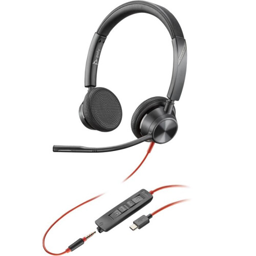 HP HP Poly Blackwire 3325 Stereo USB-C Headset +3.5mm Plug +USB-C/A Adapter