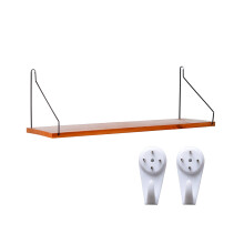 Modern Farmhouse Style Rustic Wood And Metal Wall Shelves, Decorative Floating Shelves For Your Home Decor, S: 30 x 16 x 17 Cm