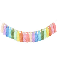 Nursery Room Decor, Pastel Tassel Garland For Bedroom, Boho Style Wall Hanging With Safe Material, Elegant And Vibrant Cotton Tassels, Perfect For