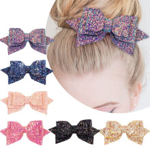 Regenbogenfarbene Krokodilklemmen, Dekoration für besondere Anlässe mit glitzernden Schleifen, mehrfarbig, 12,7 cm breit, 6er-Set