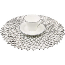 Luxurious Dining Experience, Wipeable Vinyl Placemats Set With Heat-Resistant Coasters Place Mats, Hollow Out Design Charger Plates For Elegant Table