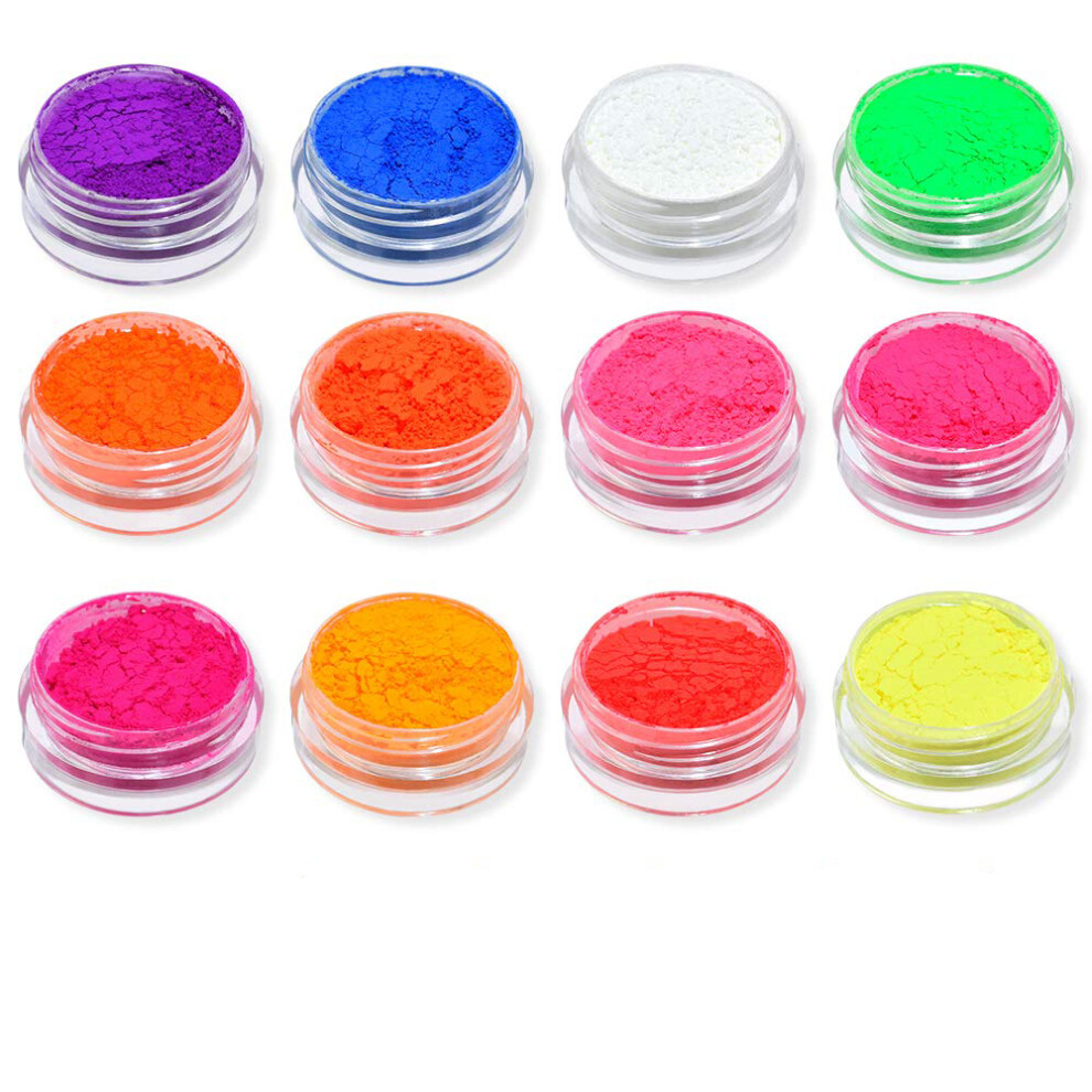 Fine and Smooth Powder for Nail Art Decoration, Easy to Use Fluorescent Color Pigment Dust with Iridescent Finish, Wide Application Neon Powder for