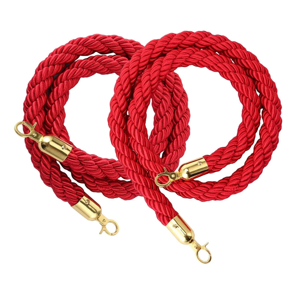 Crowd Control Barrier Rope, Vip Stand For Party/Picnic, Hanging Braided Ropes With Golden Hooks, 2 Pieces Â Airports, Hotels, Banks 9412369194541