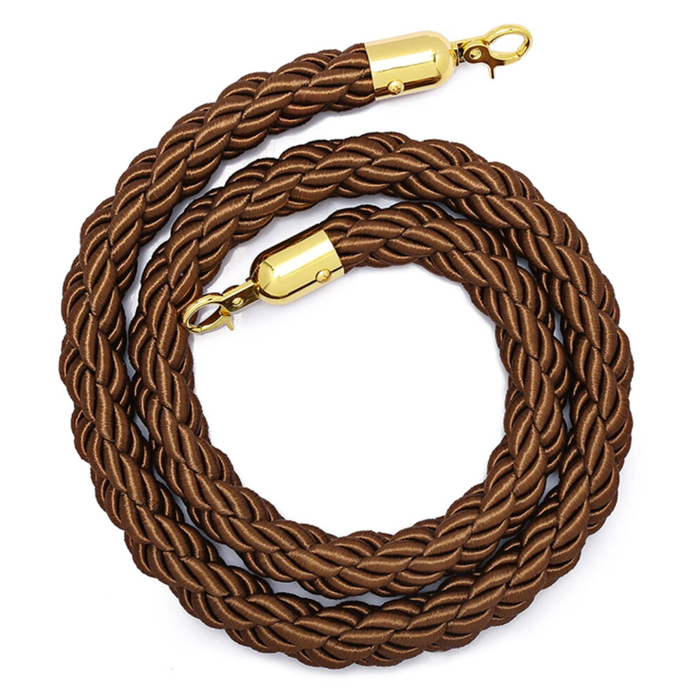 Velvet Stanchion Rope, Barrier Rope For Crowds, Braided Hemp Rope With Hooks (Brown) 150Cm/4.9Ft 9365049961646