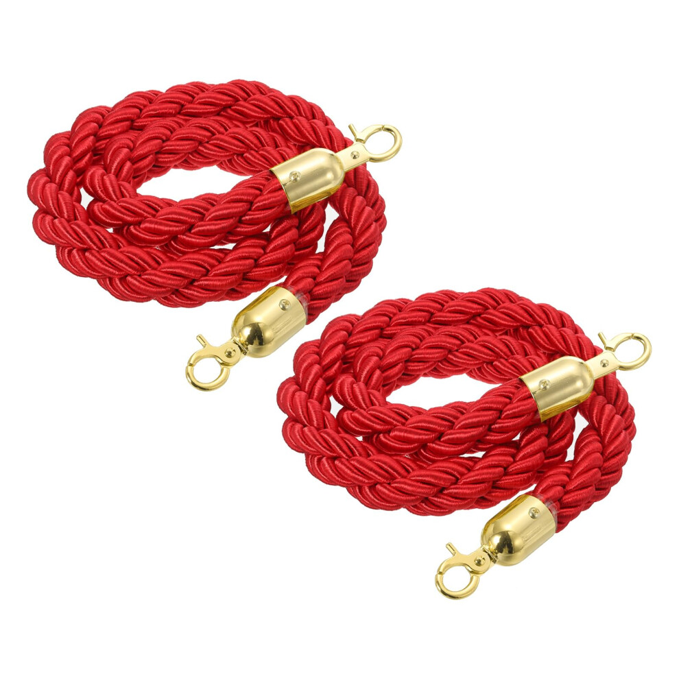 Twisted Post Rope, 1.5 M, Barrier Rope, Twisted Post Ropes With Carabiner Hooks For Posts, Stands, Queue Dividers, Crowd Control, Redgold, 2 Pieces. 9412369195449