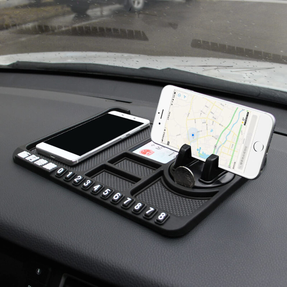 Car Nonslip Pad Universal Phone Holder Mat For Dashboard Multifunction Parking Card And Number Card Holder Black 9412369196293