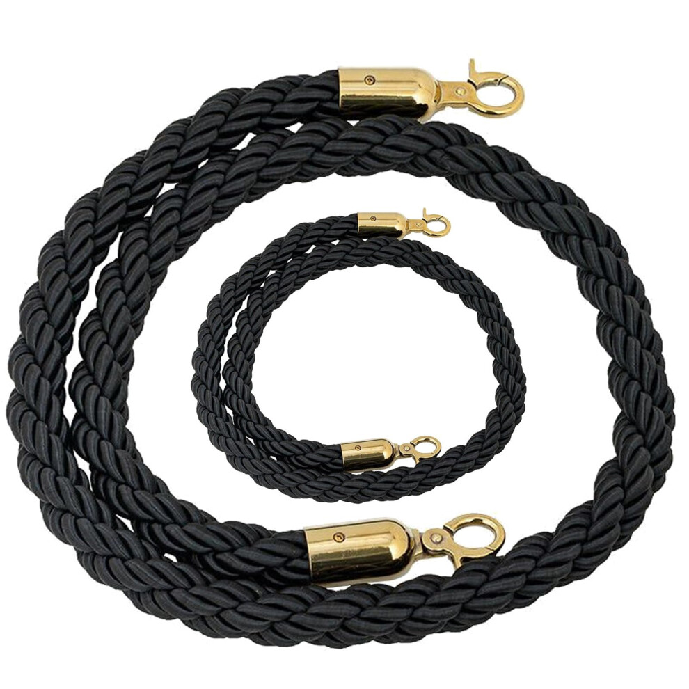 Rope Barriers, Queue Barrier Ropes With Hooks, Rung Rope For Crowd Control 1/1.5/2/2.5/3 M, Queue Barrier Rope 2M Black. 9365049962681