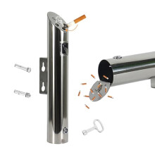 Lockable Metal Ashtray, WallMounted Cigarette Butt Receptacle for Outdoor Smoking Areas and Hotels 6.2*30cm A