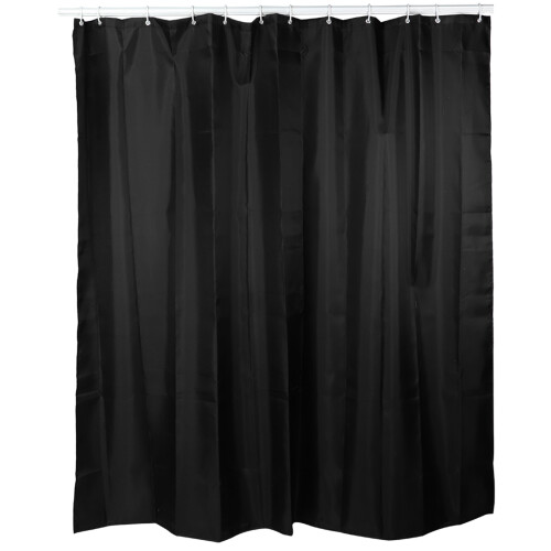 Schwarzer wasserdichter Polyester-Duschvorhang 200x180cm mit Haken 1