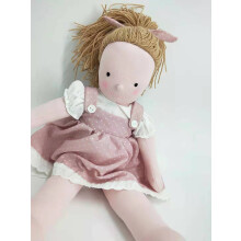 Poupée d'inspiration Waldorf, 35,5 cm, rose, avec des matériaux doux et résistants et des traits du visage brodés pour des aventures d'enfance