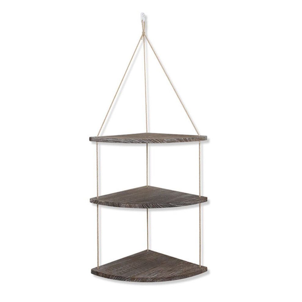 Modern Minimalist Storage, Wooden Floating Shelves With Rustic Swing Rope, Bohemian Decorative Shelving For Any Room 9775230918494