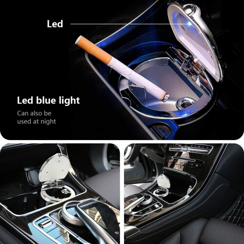Odor Remover, Windproof Sealing Performance Ash Tray with Multi-Function Cool Blue Light Indicator for Smoke-Free Spaces (1 Piece) 1