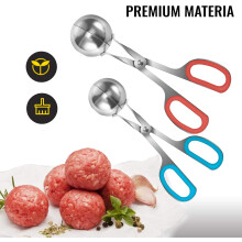 Conjunto de 2 peças para fazer almôndegas de aço inoxidável, com formato uniforme (3,3 e 4,6 cm), superfície antiaderente para facilitar a