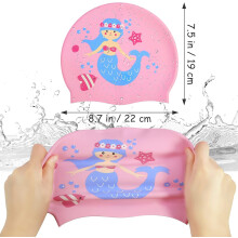 Schattige siliconen zwemmutsen met eenhoornprint, perfect cadeau voor kinderen. Goede elasticiteit, hoogwaardige waterdichte siliconen zwemmutsen