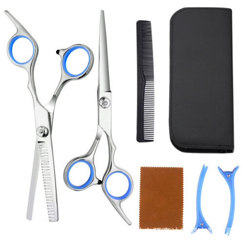 Tesoura de desbaste de cabelo de qualidade profissional, kit de tesouras de barbeiro de 6,5 polegadas com design ergonômico, parafuso de tensão 2