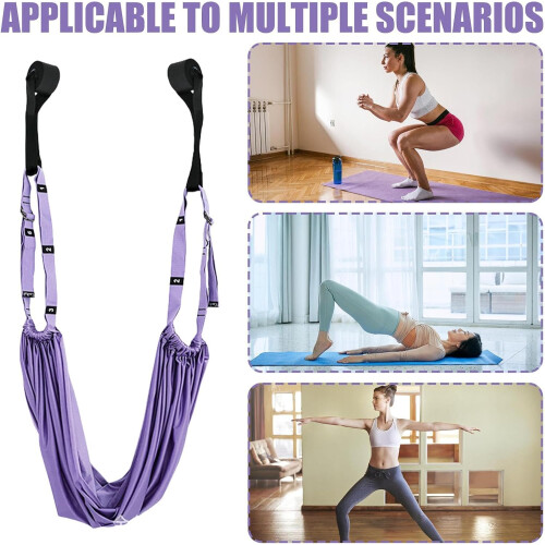 Yoga Stretch Strap  Flexibility Exercise Belt with Door Support, violet 2