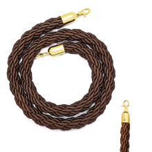 Red velvet rope, nylon barrier with golden hooks, for crowd control, events/shows (Brown, 3ft)