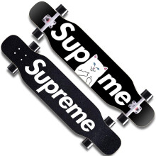 43inch Beginner Pro Complete Longboard with 7Layer Maple Double Kick Concave Standard and Tricks Deck for Extreme Sports and Outdoors (Color: A)