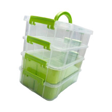 Stapelbare Spielzeug-Baustein-Organizer,-Grün vier Schichten