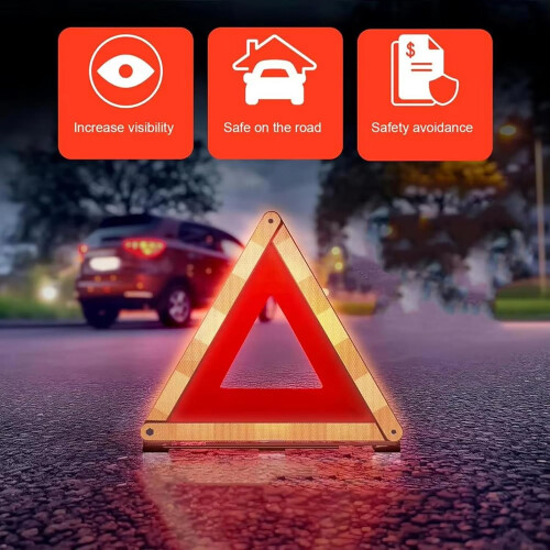 Car Triangle Reflective Tripod Compatible with Ssangyong Tuling Rexton Emergency Breakdown Warning Sign Foldable Stop Bracket 2