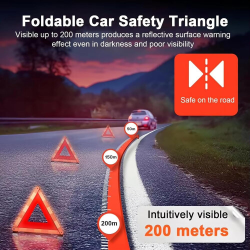 Car Triangle Reflective Tripod Compatible with Ssangyong Tuling Rexton Emergency Breakdown Warning Sign Foldable Stop Bracket 1