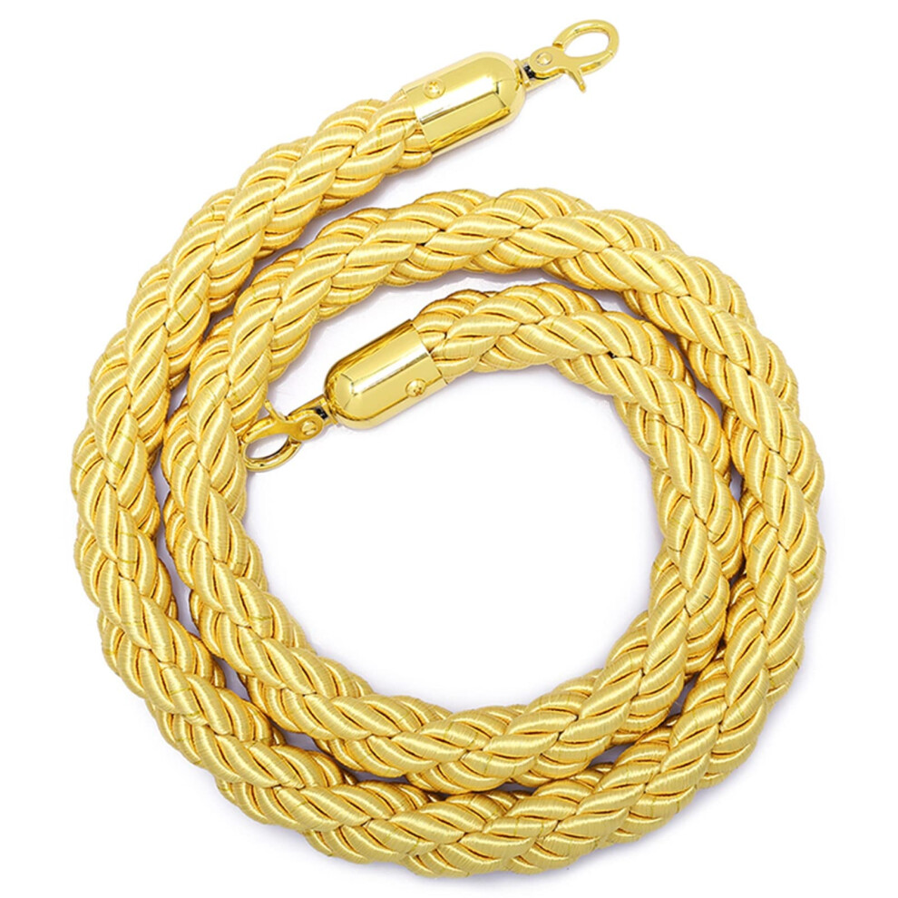 Crowd Control Rope Barrier Yellow 1.7M Braided Stanchion Rope With Hooks For Queue Management 9382693817822
