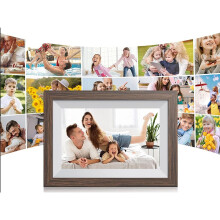 10.1 Inch IPS LCD Touch Screen 16GB Storage Smart Digital Photo Frame WiFi Share Photos From Anywhere Brown Wood