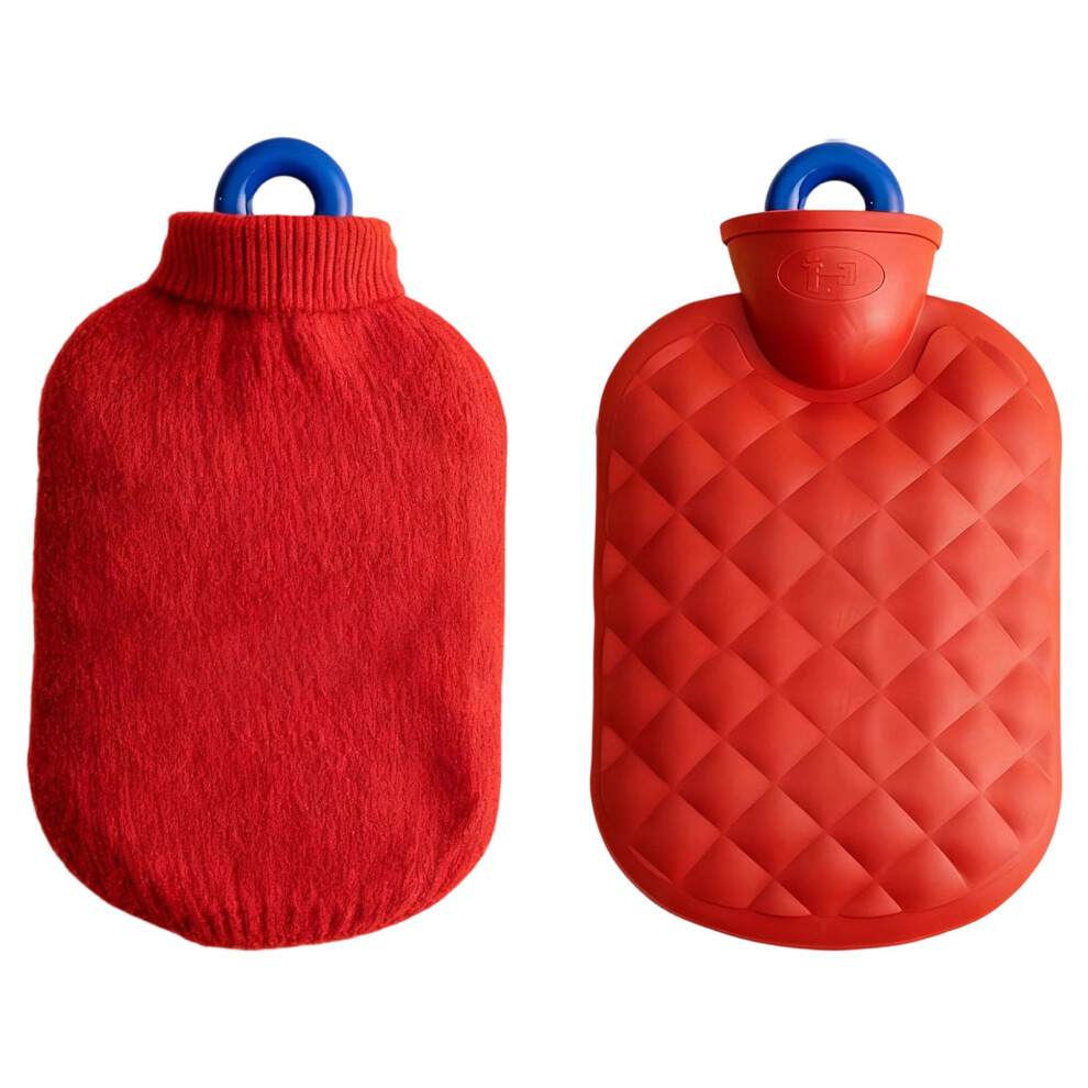 Antileak Fleece Cover Hot Water Bottle For-Red Large size 800ml