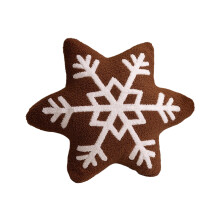 Holiday Season Fuzzy Snowflake Throw-dark brown hexagon 20cm