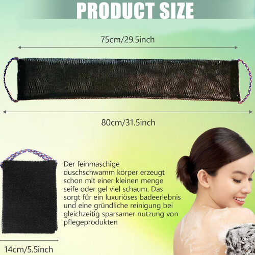 Éponge exfoliante Double face à manche Long, accessoires de bain 2