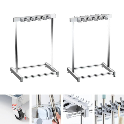 Adjustable Wall Mounted Broom Holder-    67 double row 2