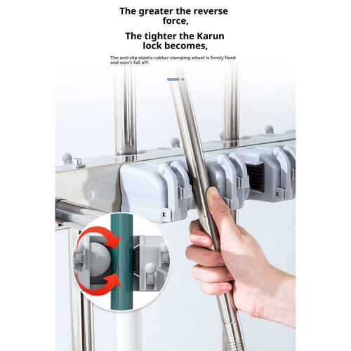 Space Efficient Mop And Broom Holder-    67 single row 2
