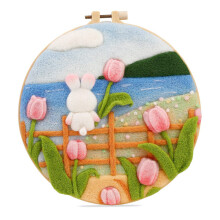 Complete DIY Flower Felting Art Set Natural Linen-W443