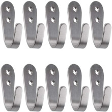 Heavy Duty Solid Stainless Steel Hooks, Wall Mounted Utility Hooks With Decorative Screw Caps For Wide Application (Set Of 10)