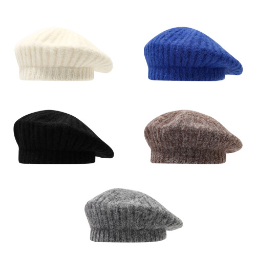 Japanese Style Wool Blend Beret Warm Soft Comfortable Hat-Black 1
