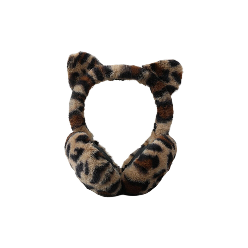 Cute Leopard Ear Muffs For Winter Thermally Protections-Khaki 7704000735278