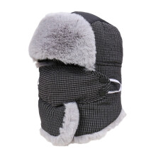 Fashion Winter Hat Adjustable Ear Flap Soft Lining-Black OS