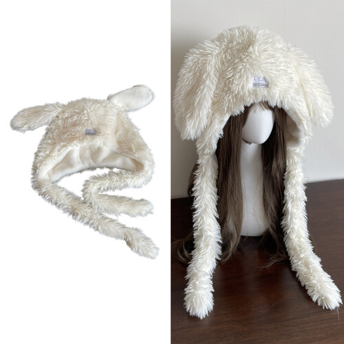 Breathable Winter Plush Hat with Fleece Lining Warm-White 2